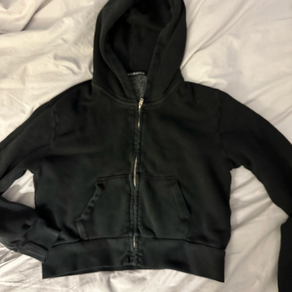 Brandy Melville Charcoal Zip-Up Hoodie
